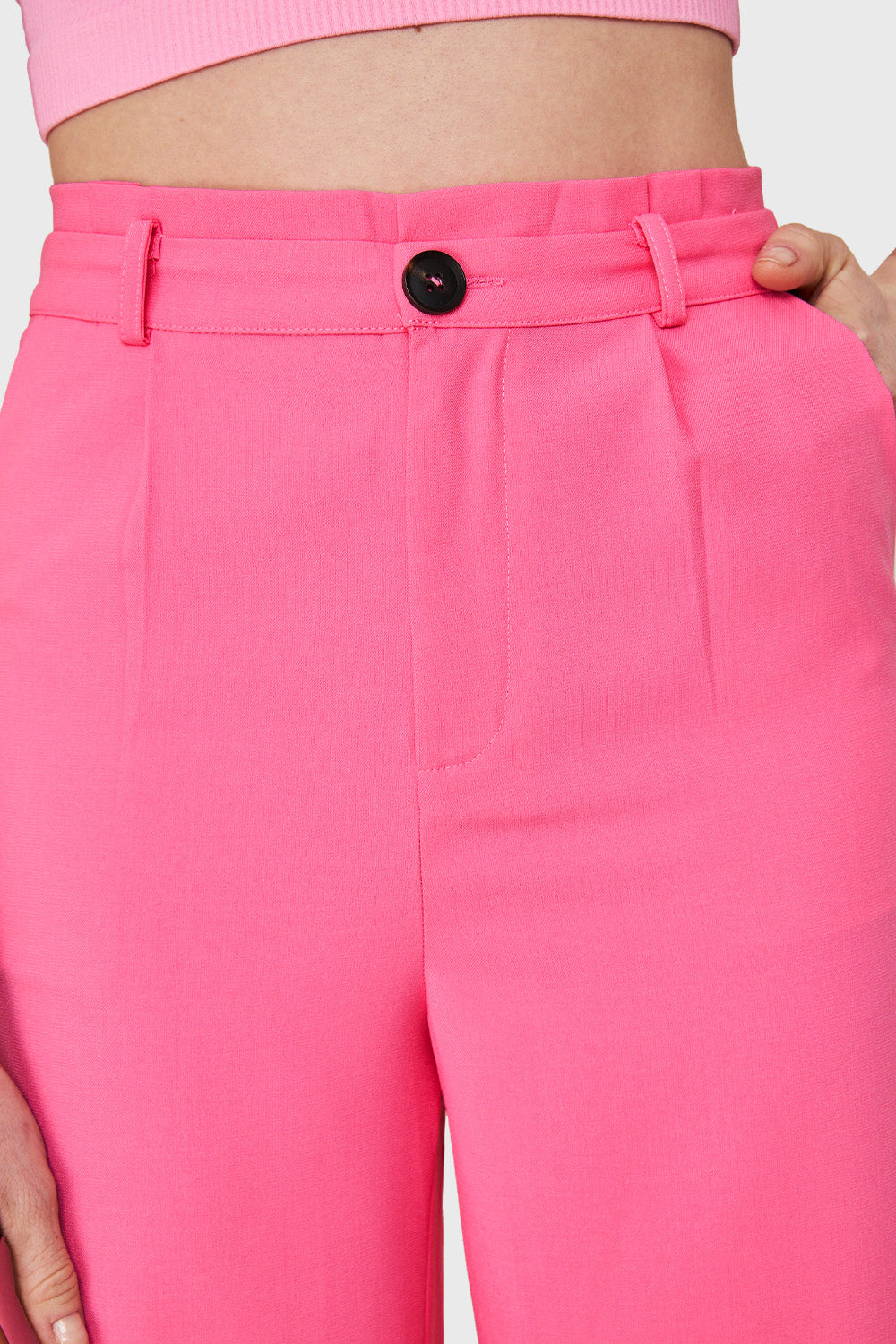 Pantalón Ancho Pinzas Rosado Chicle