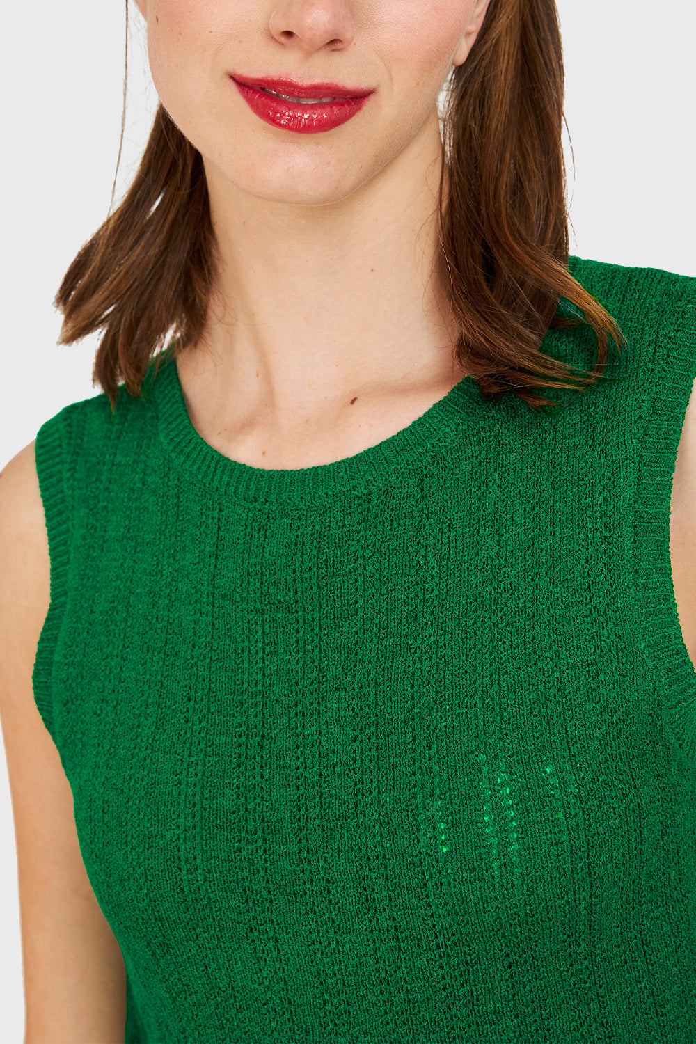 Polera Tipo Tejida Lazos Espalda Verde