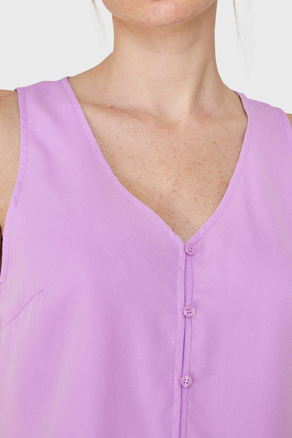 Blusa Básica Con Botones Lila