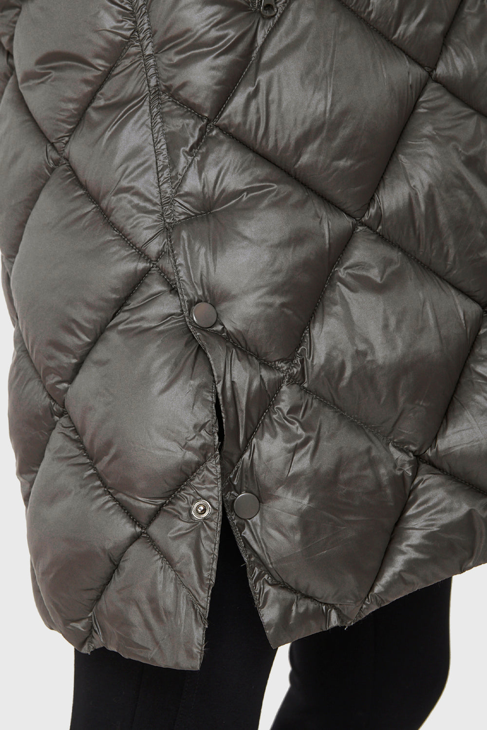 Parka Quilt Broches Gris Brillante