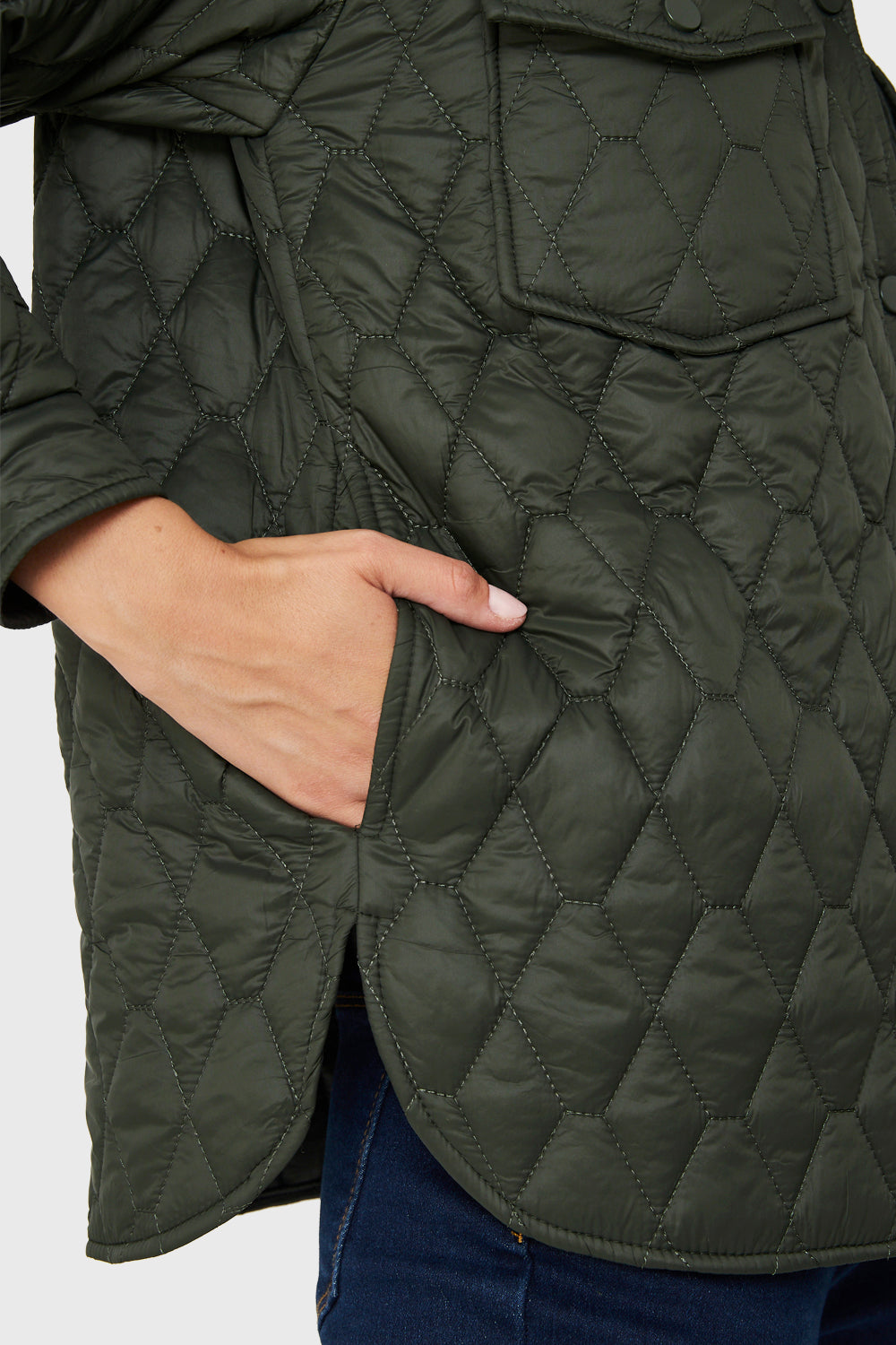 Chaqueta Quilt Tipo Camisera Oliva