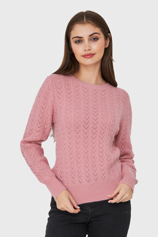 Sweater Punto Fantasía Lurex Rosa