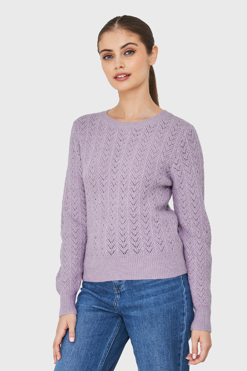 Sweater Punto Fantasía Lurex Lila