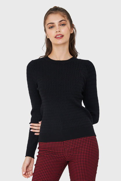 Sweater Punto Fino Cadenetas Negro