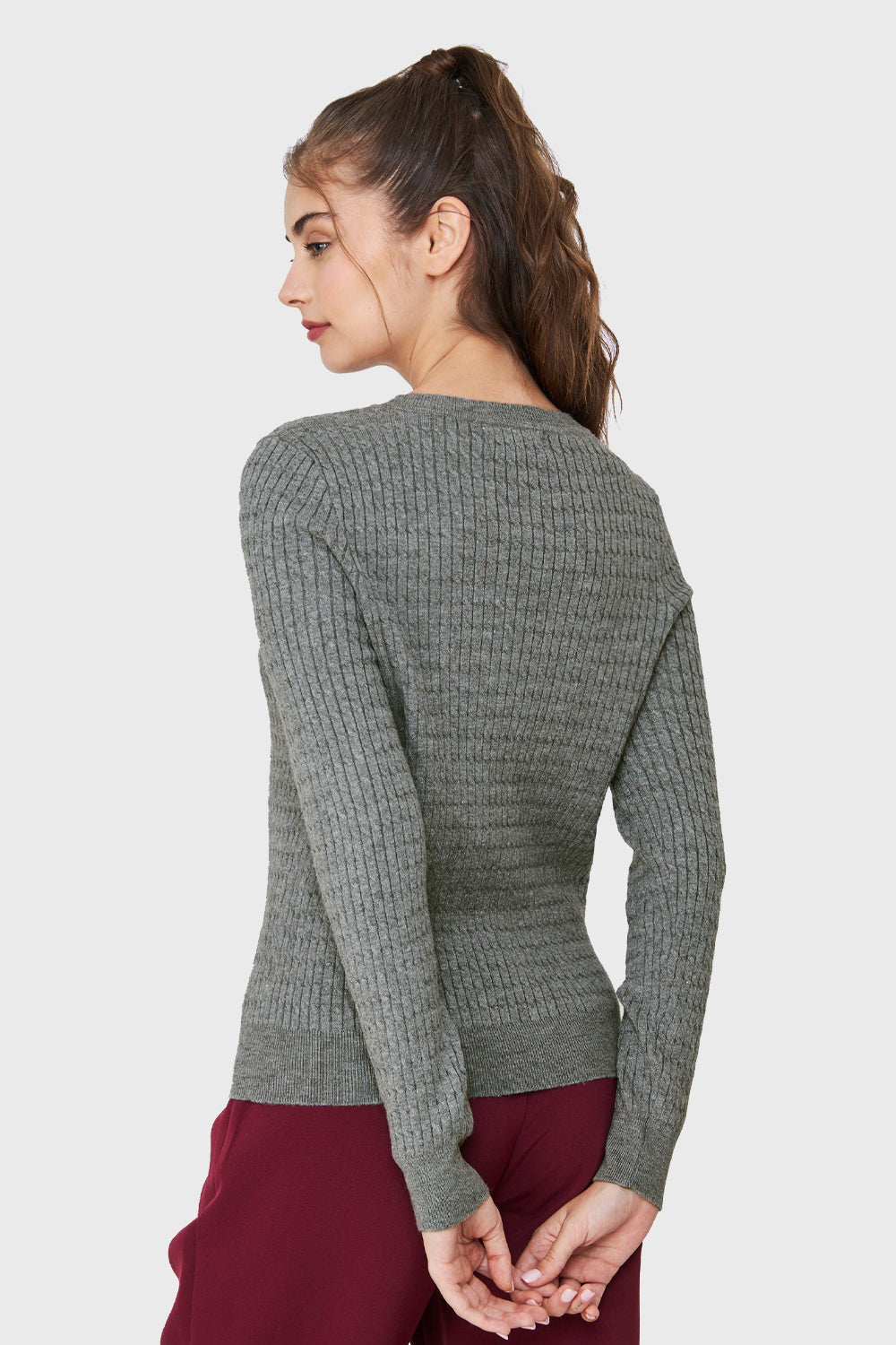 Sweater Punto Fino Cadenetas Gris