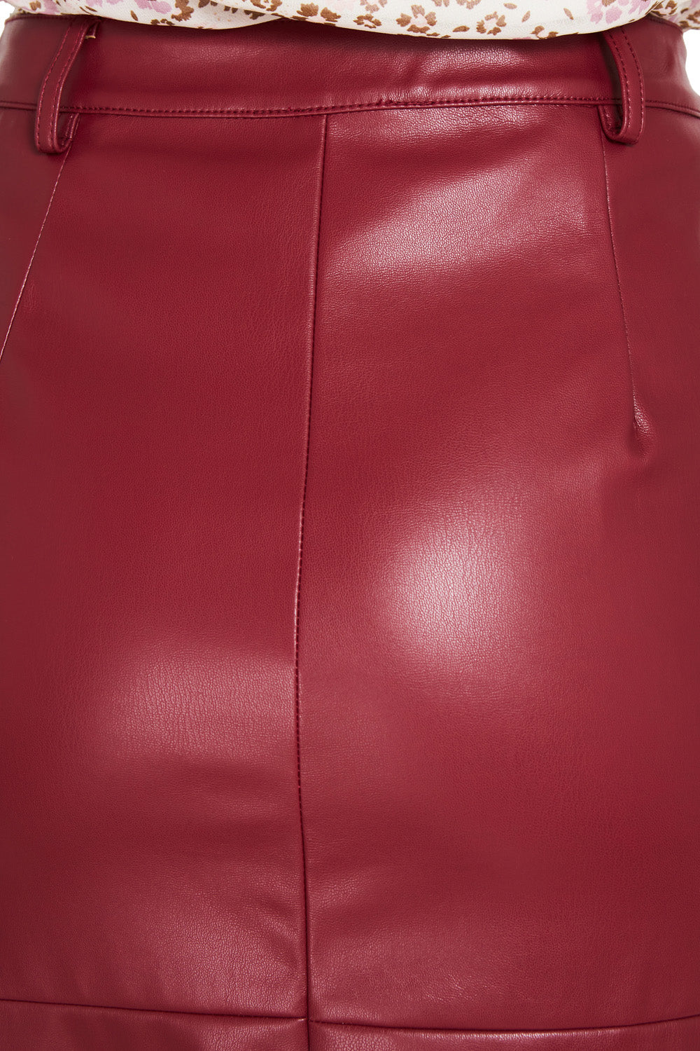Falda Midi Ecocuero Burdeos Botones