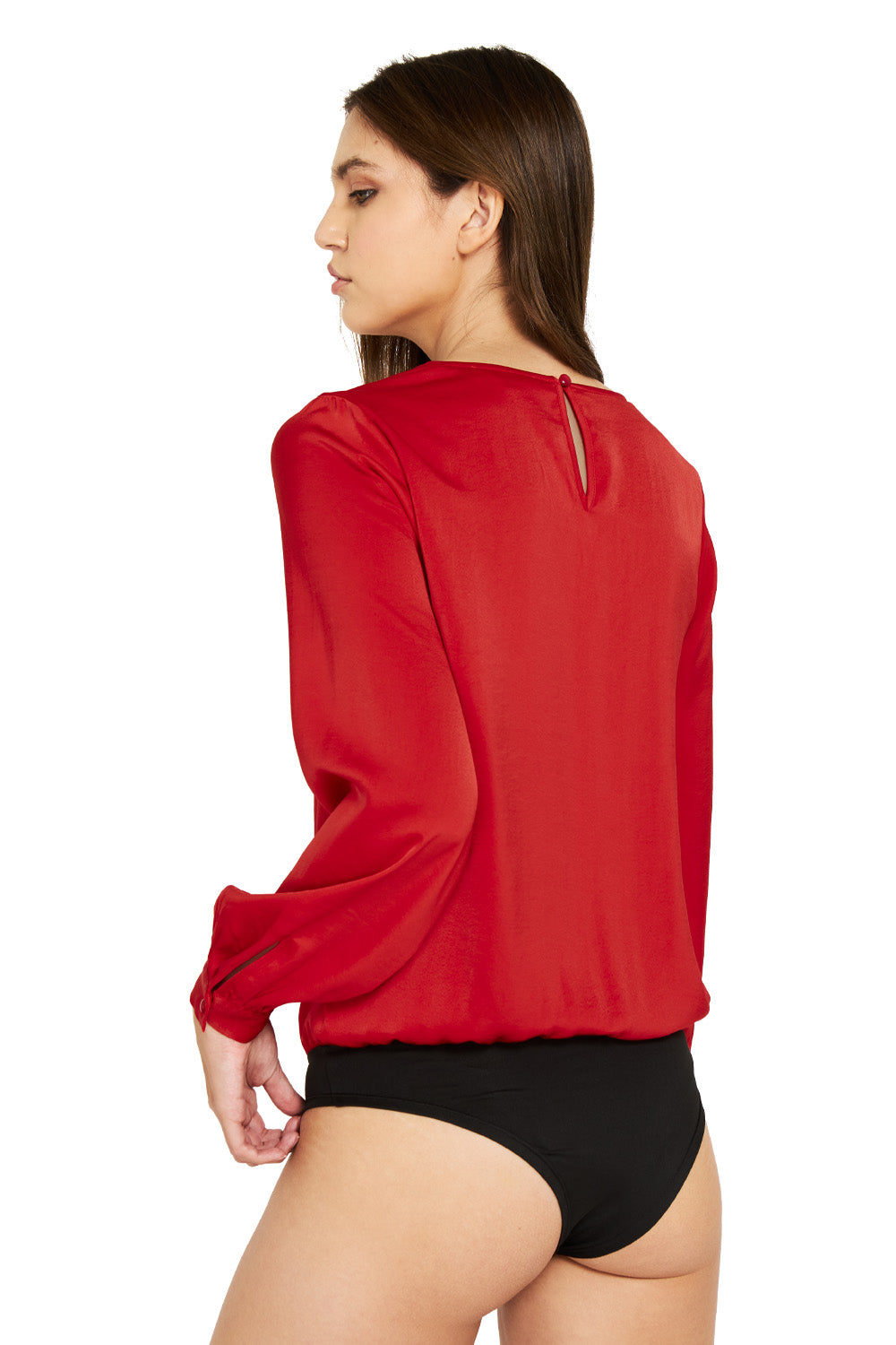 Body Escote V Encaje Rojo