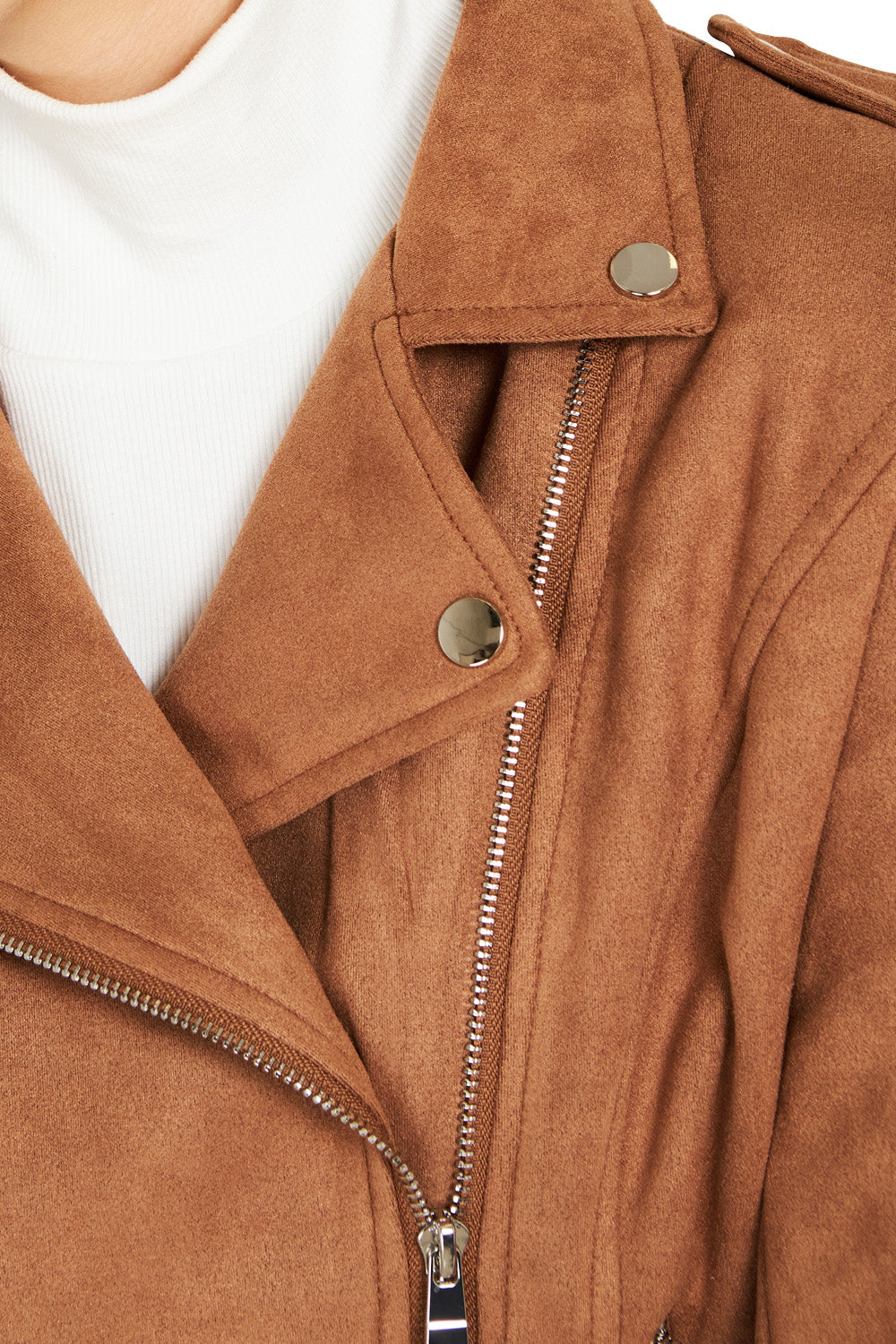 Chaqueta Tipo Gamuza Biker Camel