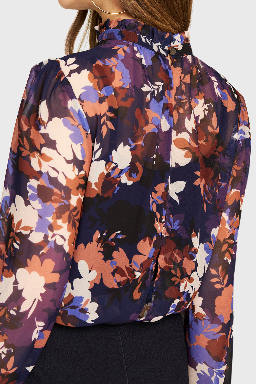 Enterito Chifón Floral Azul Marino