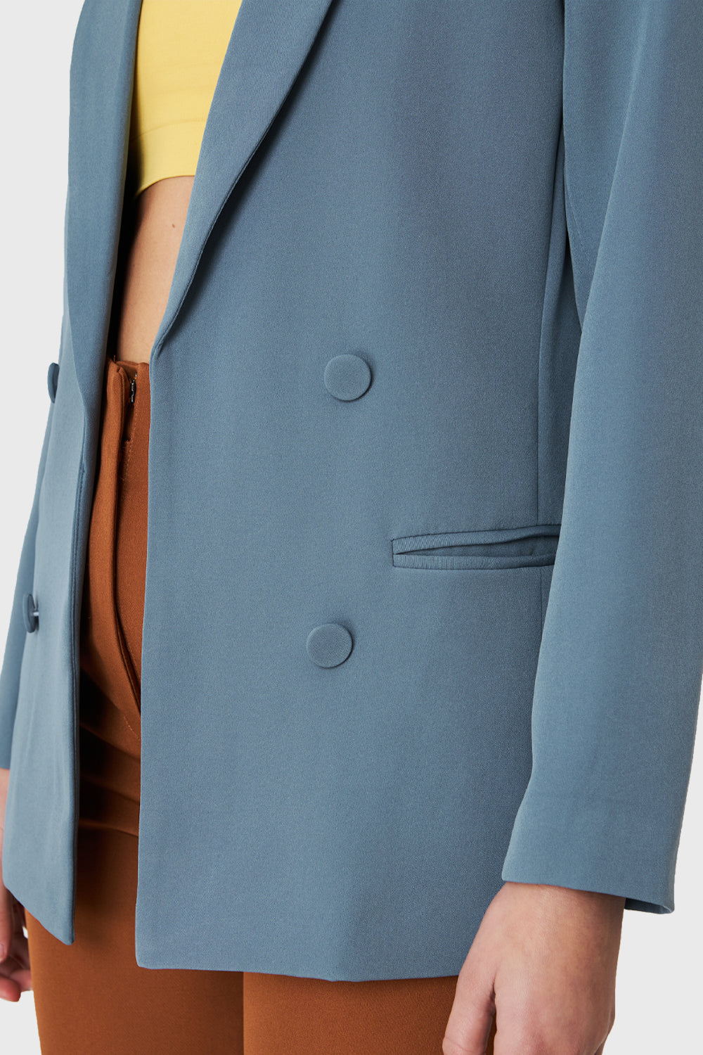 Blazer Botones Decorativos Azul