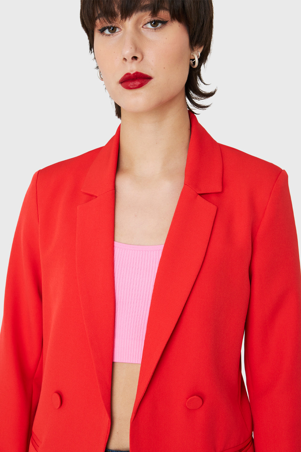 Blazer Botones Decorativos Rojo