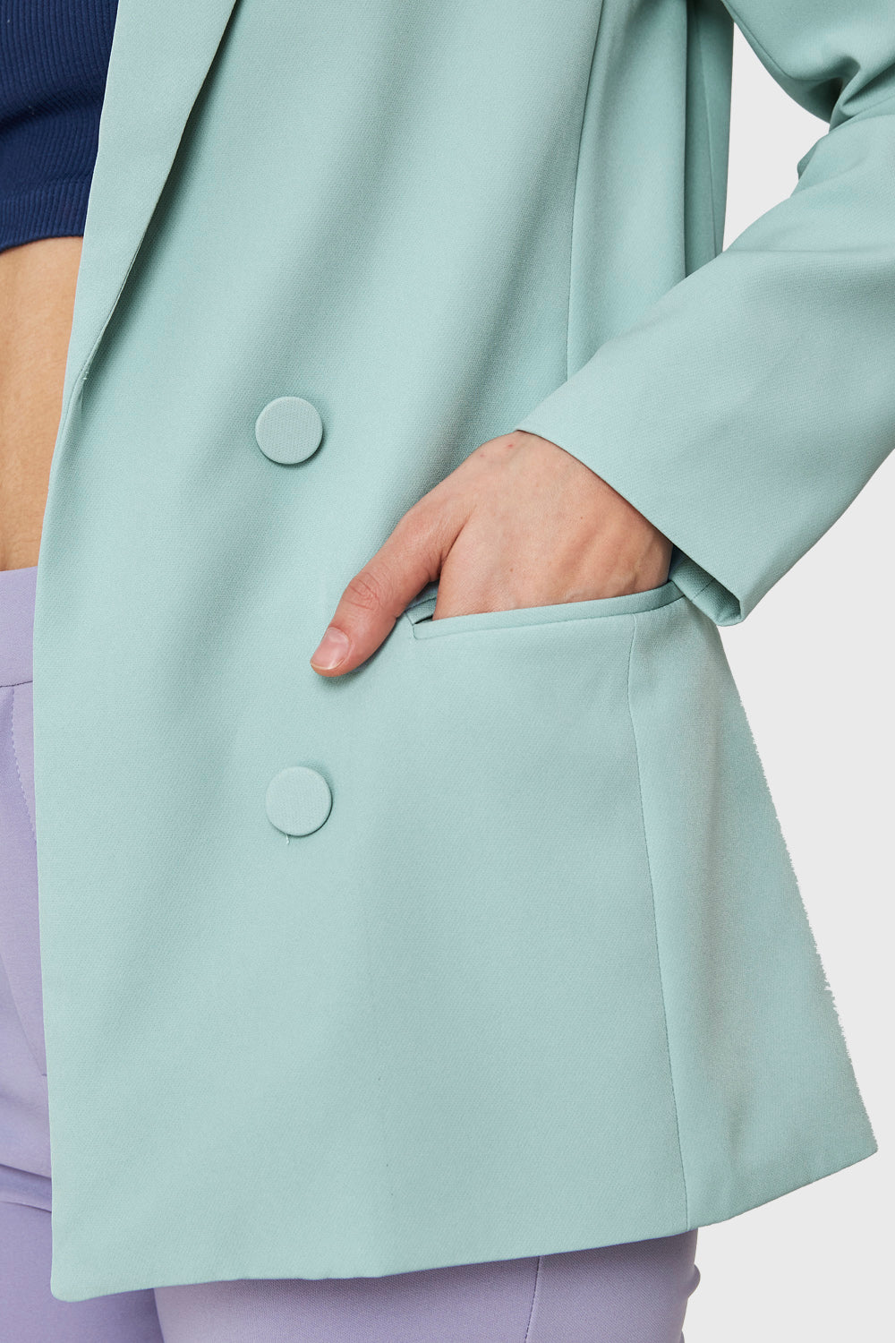 Blazer Botones Decorativos Celeste