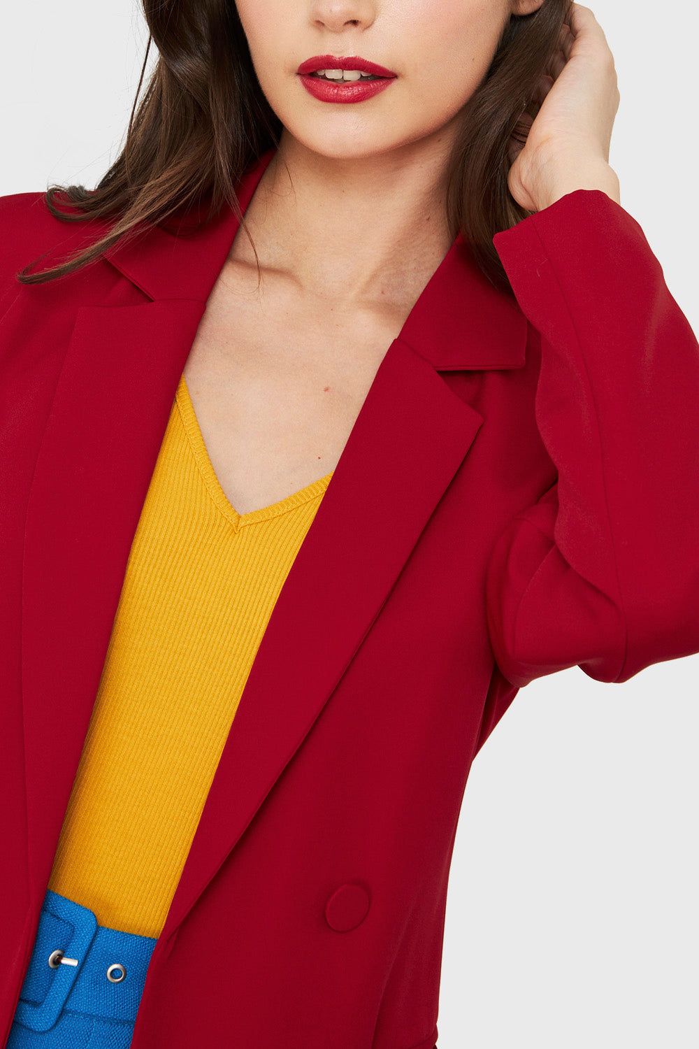 Blazer Botones Decorativos Rojo