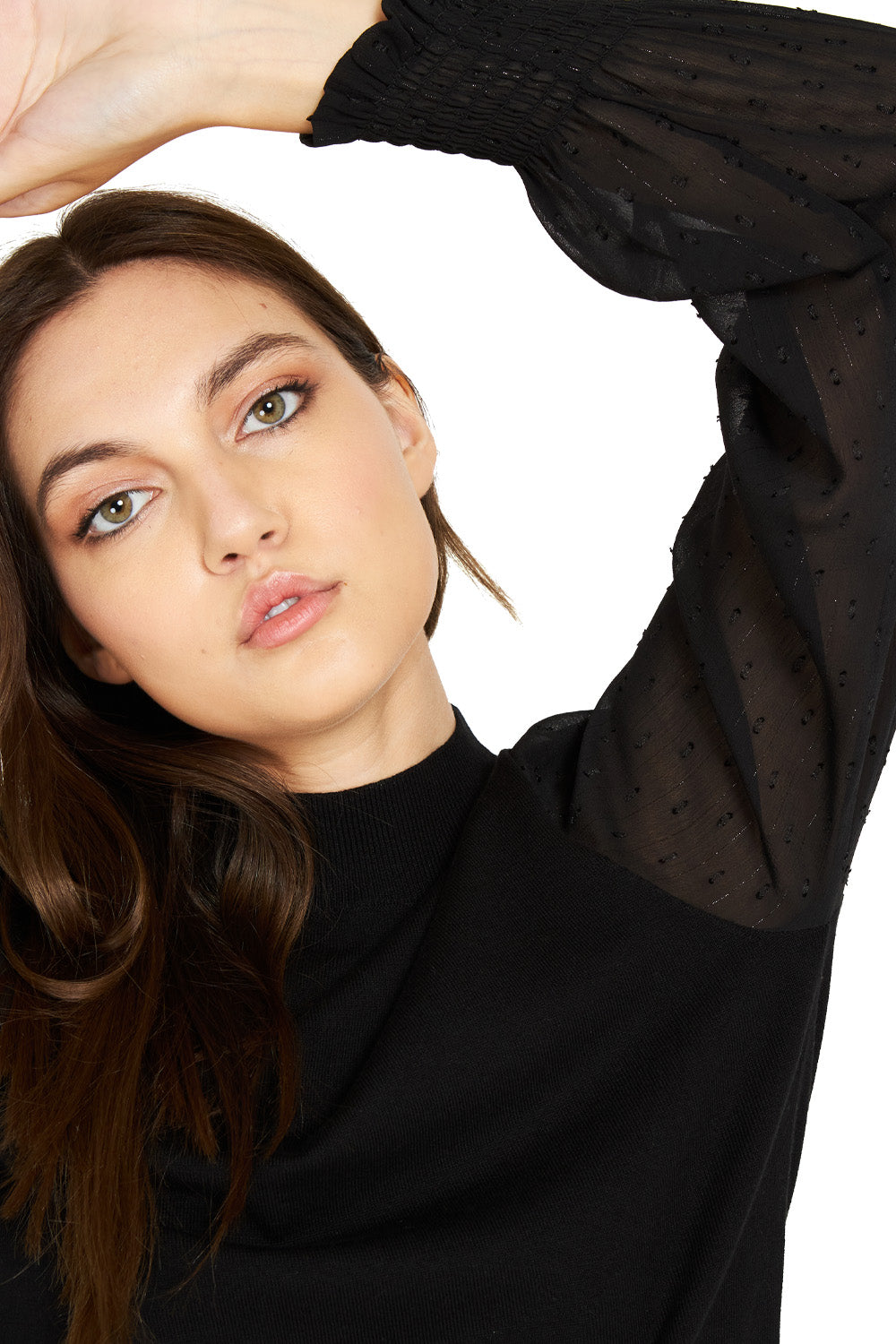 Sweater Manga Brillos Negro