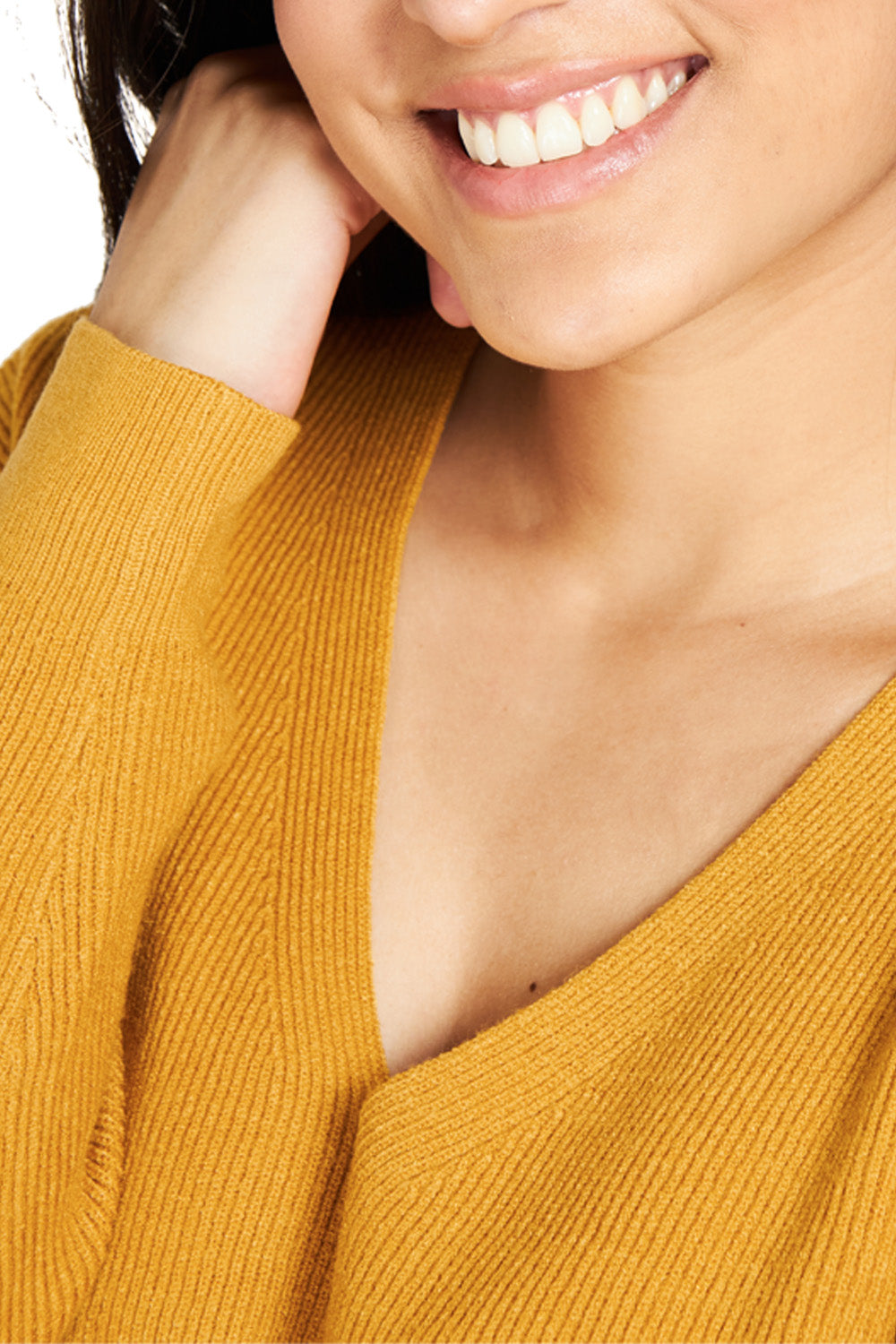 Sweater Cuello V Mostaza