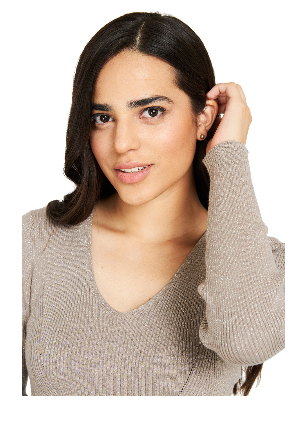 Vestido Brillos Taupe