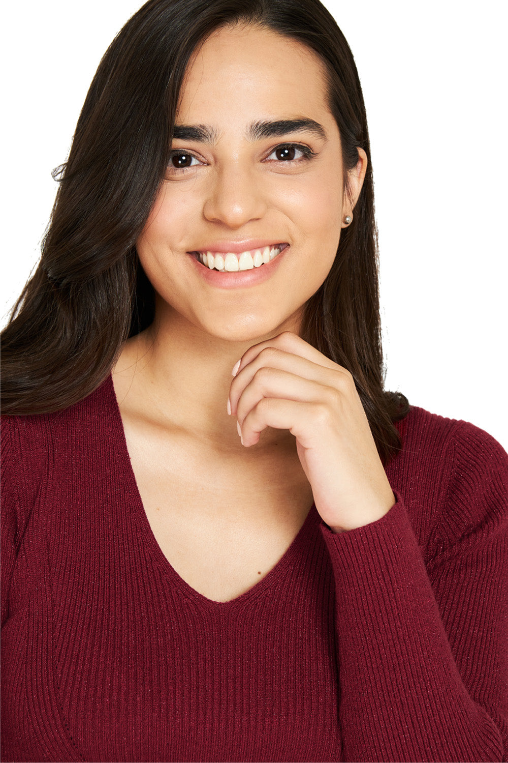 Vestido Brillos Burdeo