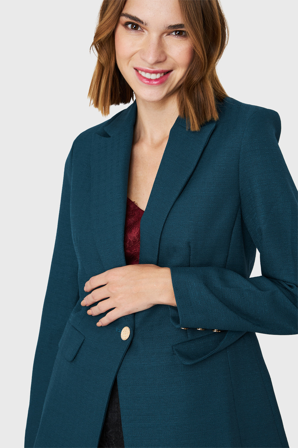 Blazer Botones Dorados Verde Petróleo