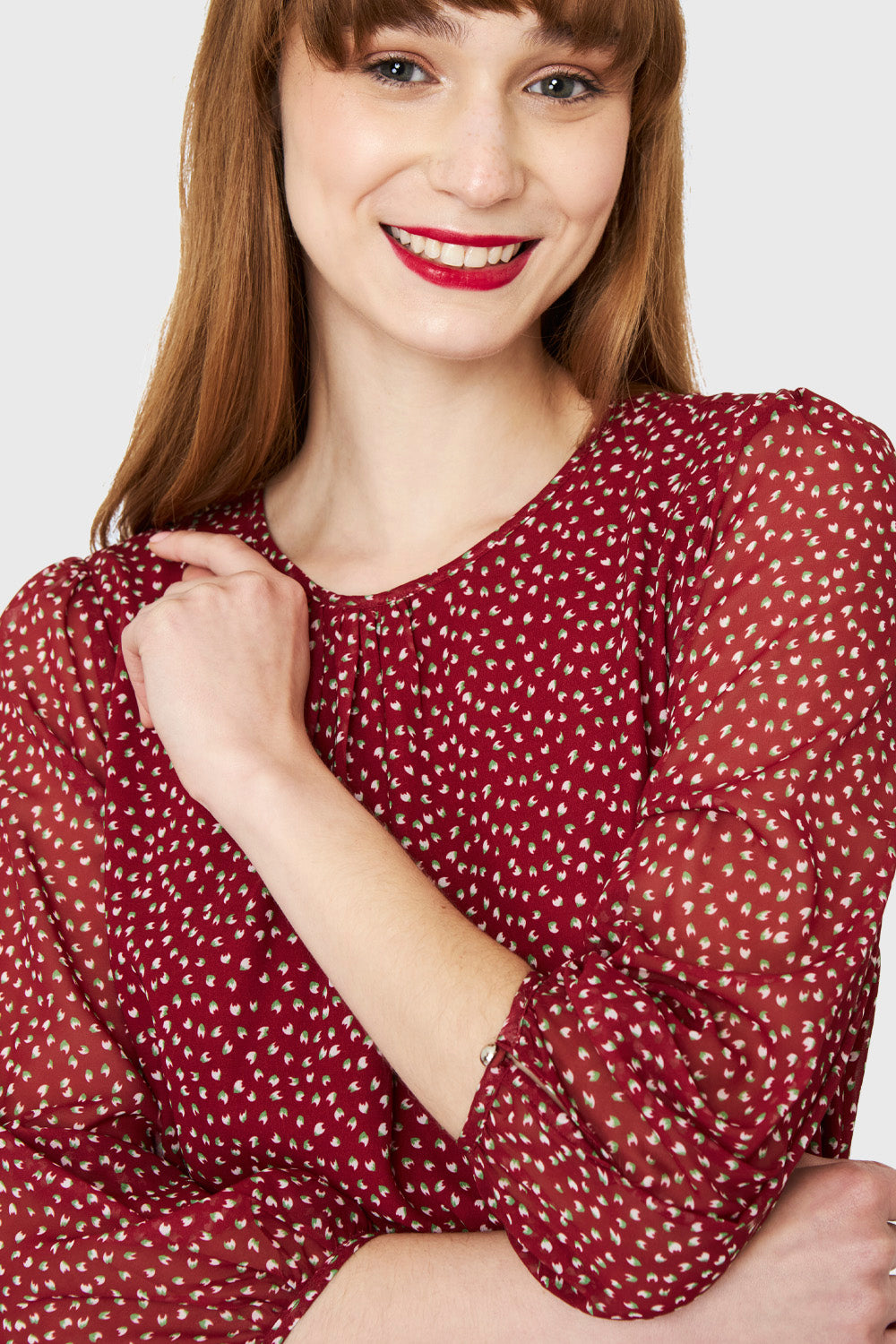 Vestido Pétalos Lazo Burdeos