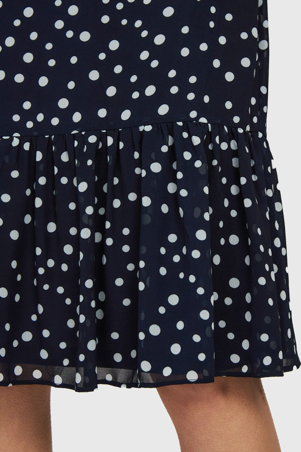 Vestido Midi Lunares Azul Marino