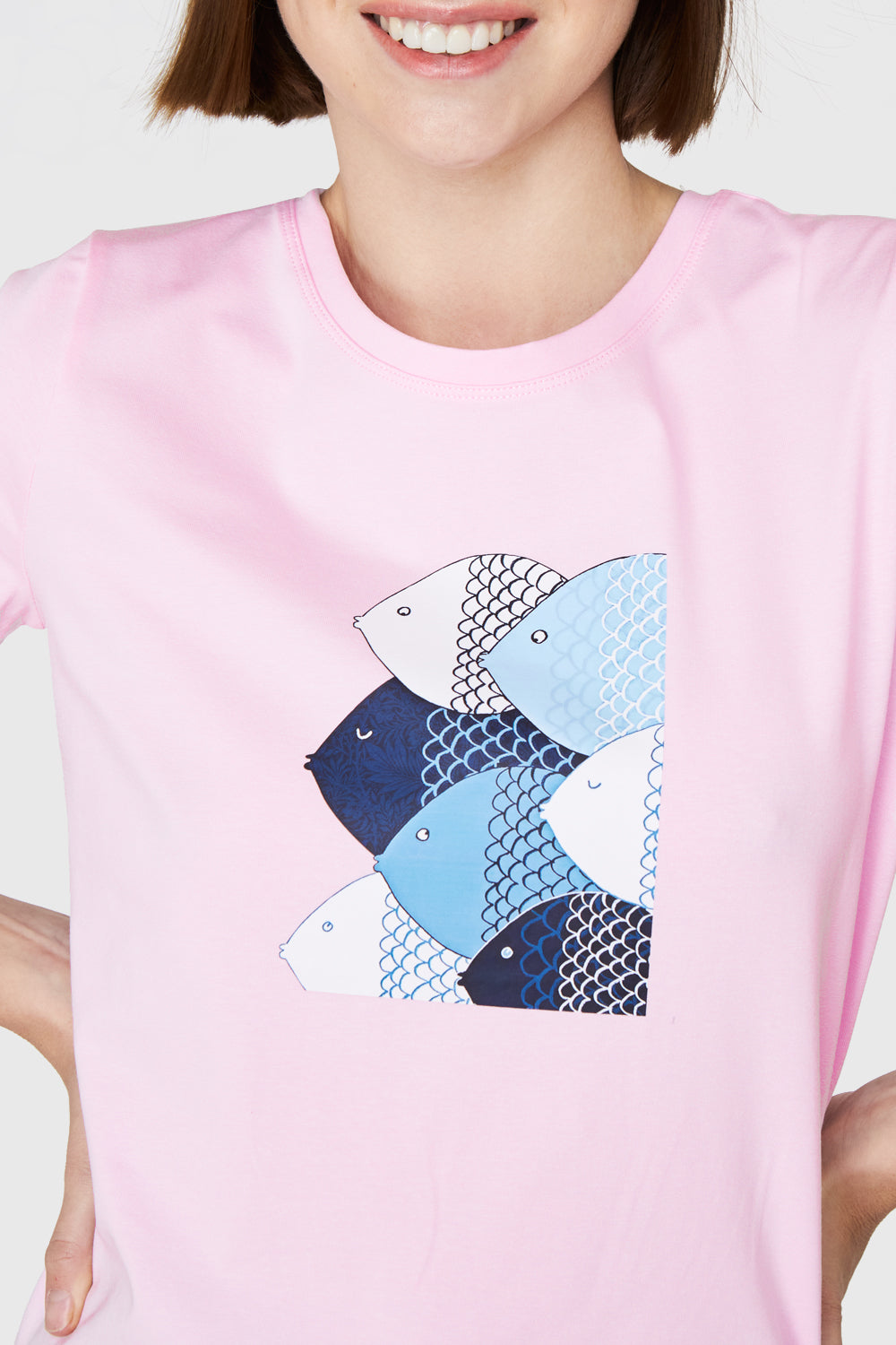 Polera Estampado Peces Rosa