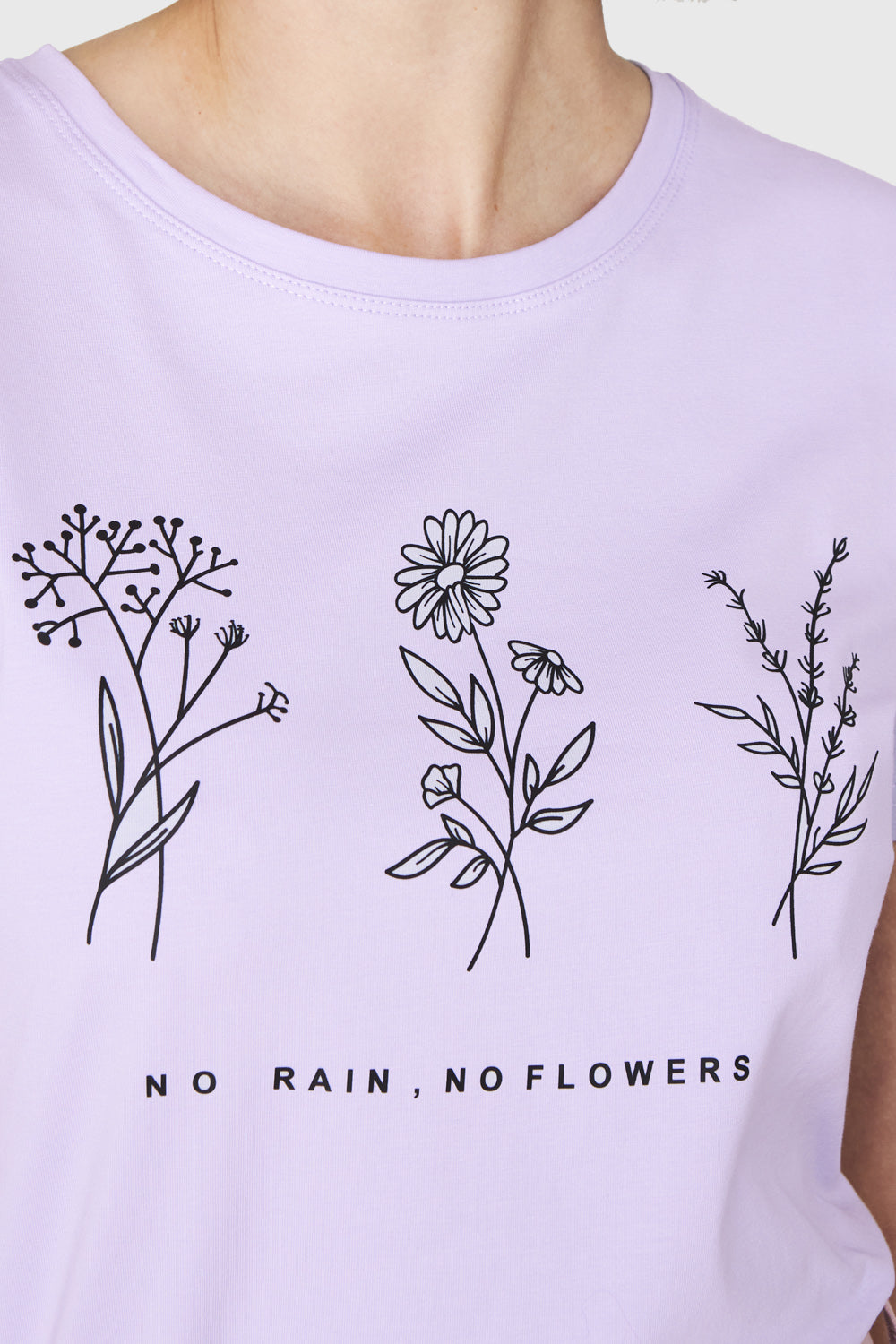 Polera Estampado Flores Campo Lila