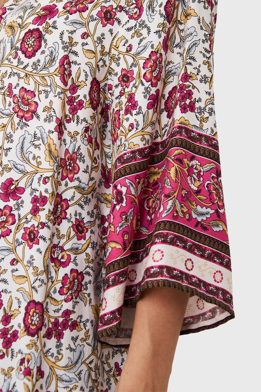 Kimono Largo Flores Blanco