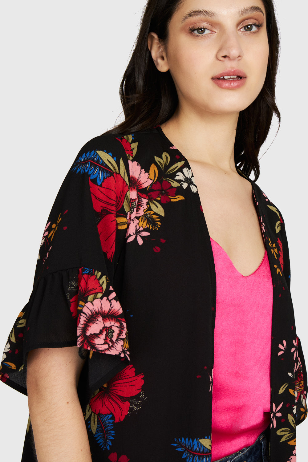 Kimono Manga Vuelos Negro