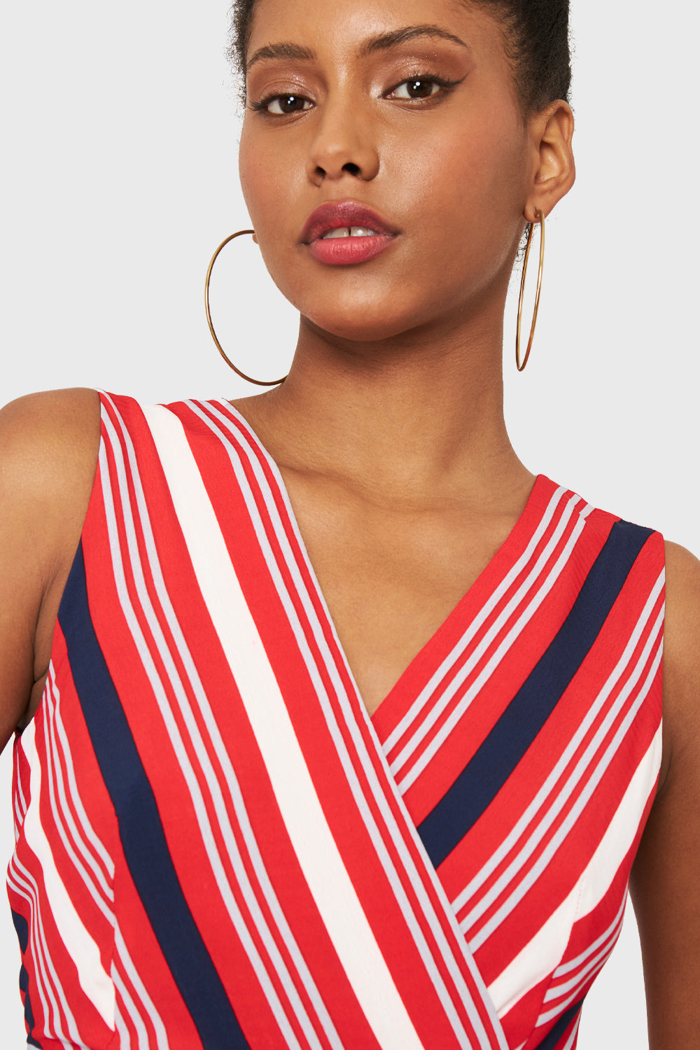 Vestido Asimétrico Rayas Rojo