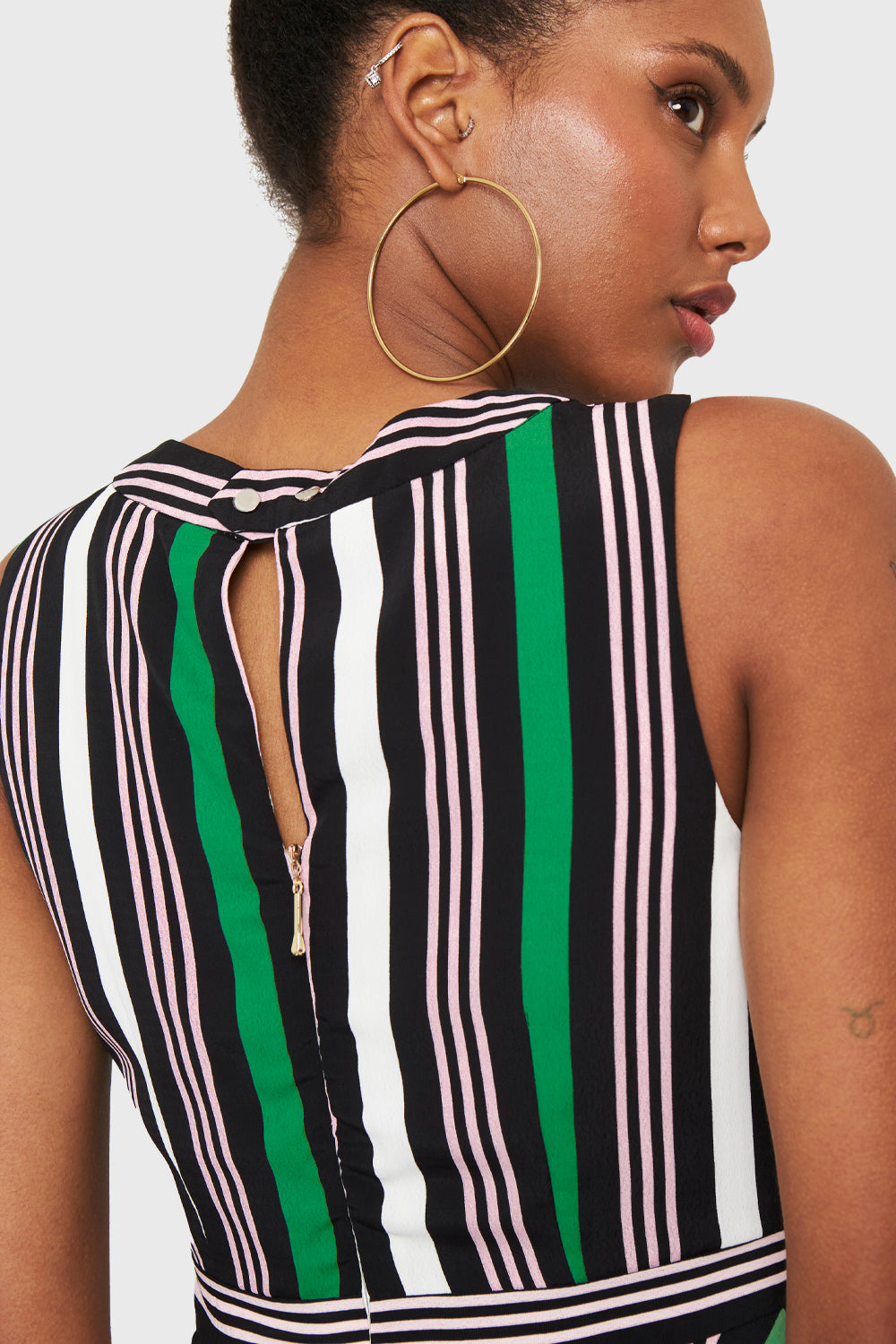 Vestido Asimétrico Rayas Verde