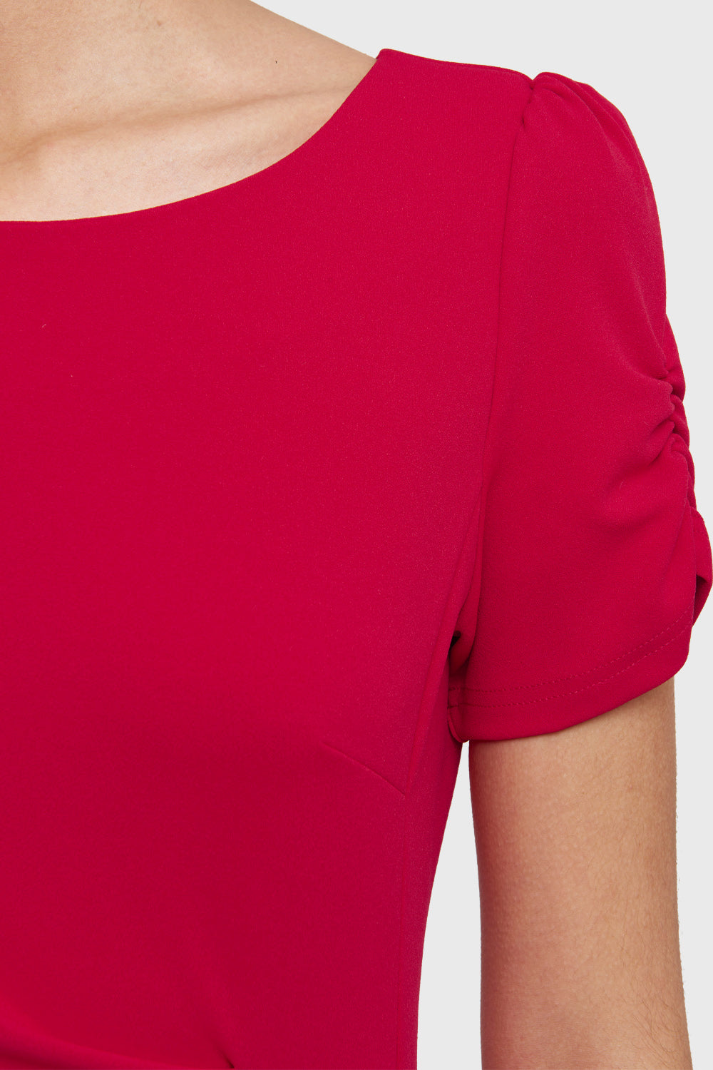 Vestido Pliegues Cintura Rojo