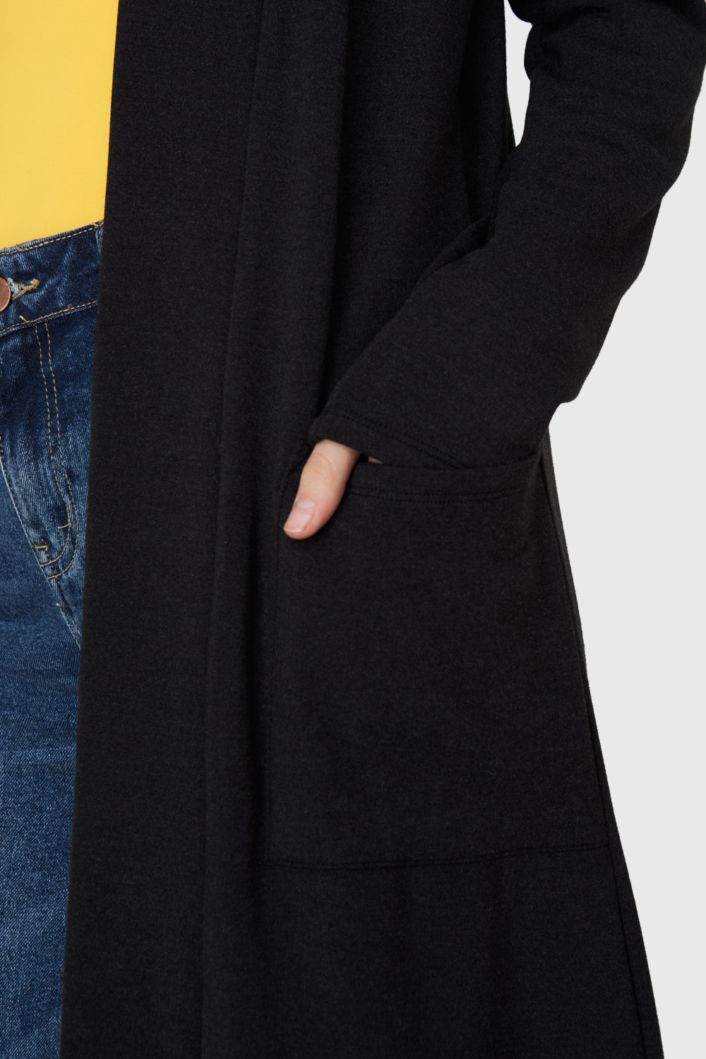 Tapado Largo Bolsillos Negro