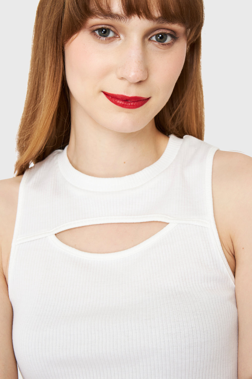 Polera Crop Top Cut Out Blanco