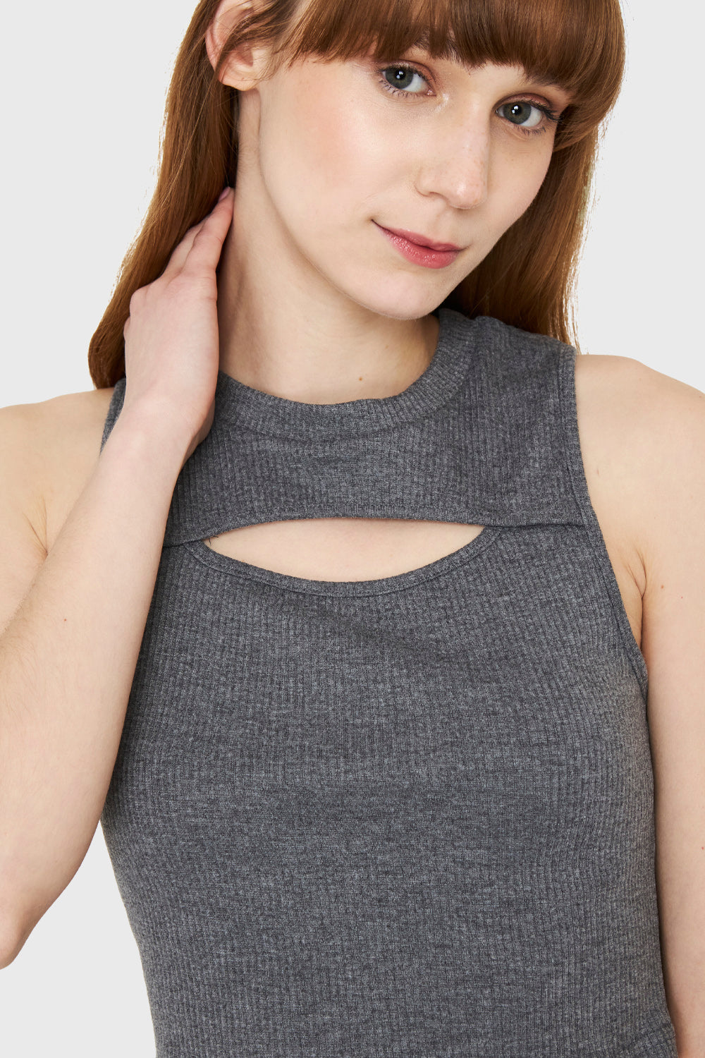 Polera Crop Top Cut Out Gris