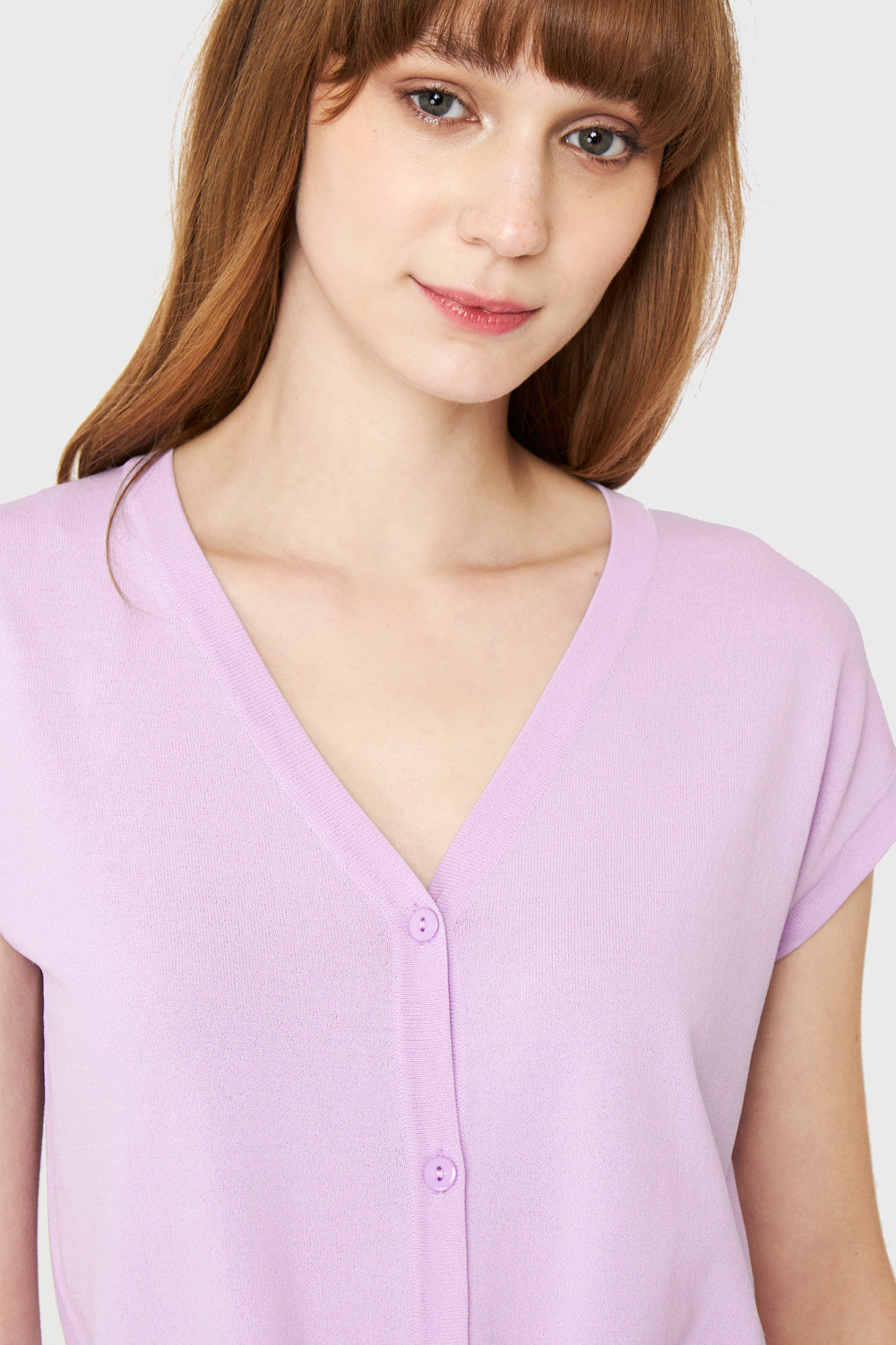 Polera Abotonada Nudo Lila