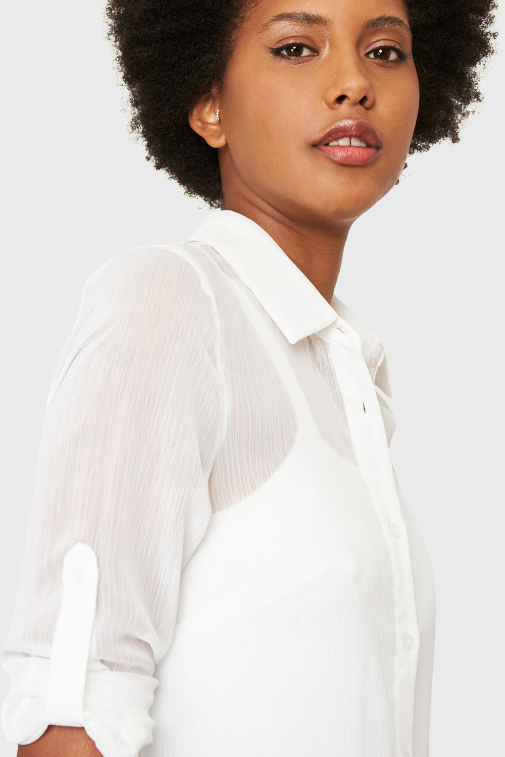 Camisa Larga Transparente Blanco