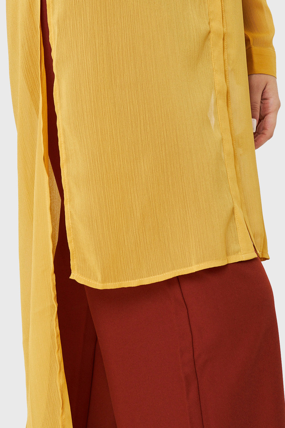 Blusa Larga Transparente Mostaza