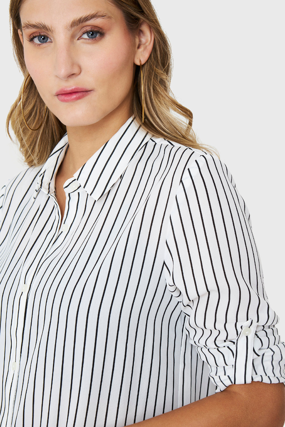 Blusa Camisera Rayas Blanco