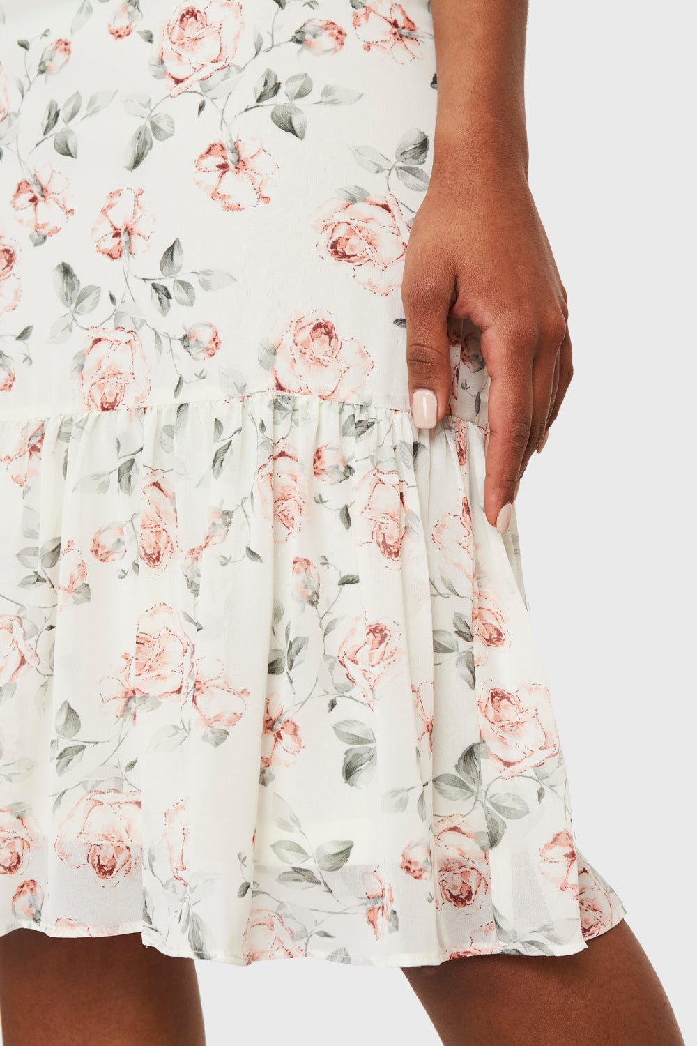 Vestido Volante Rosas Blanco