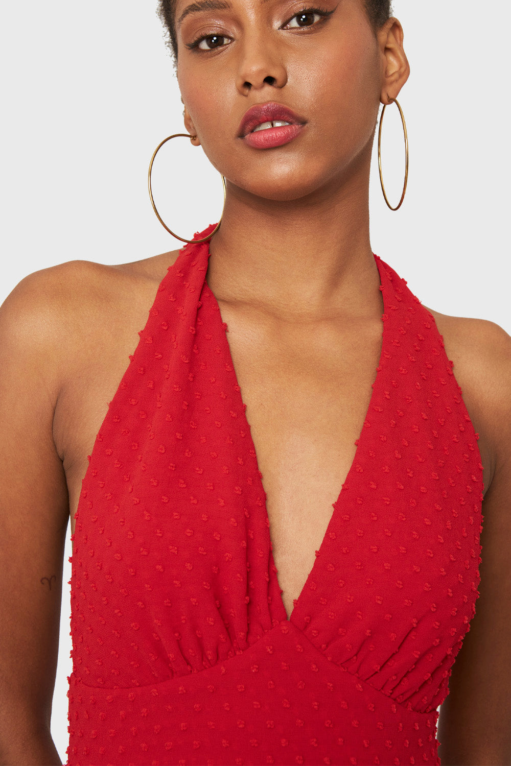 Vestido Escote V Profundo Rojo