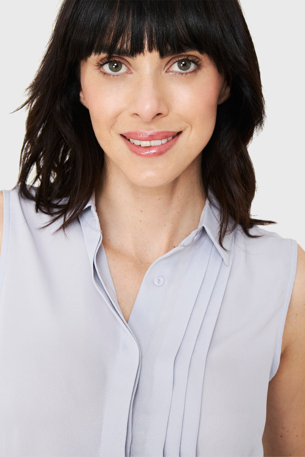 Blusa Sin Mangas Pliegues Gris