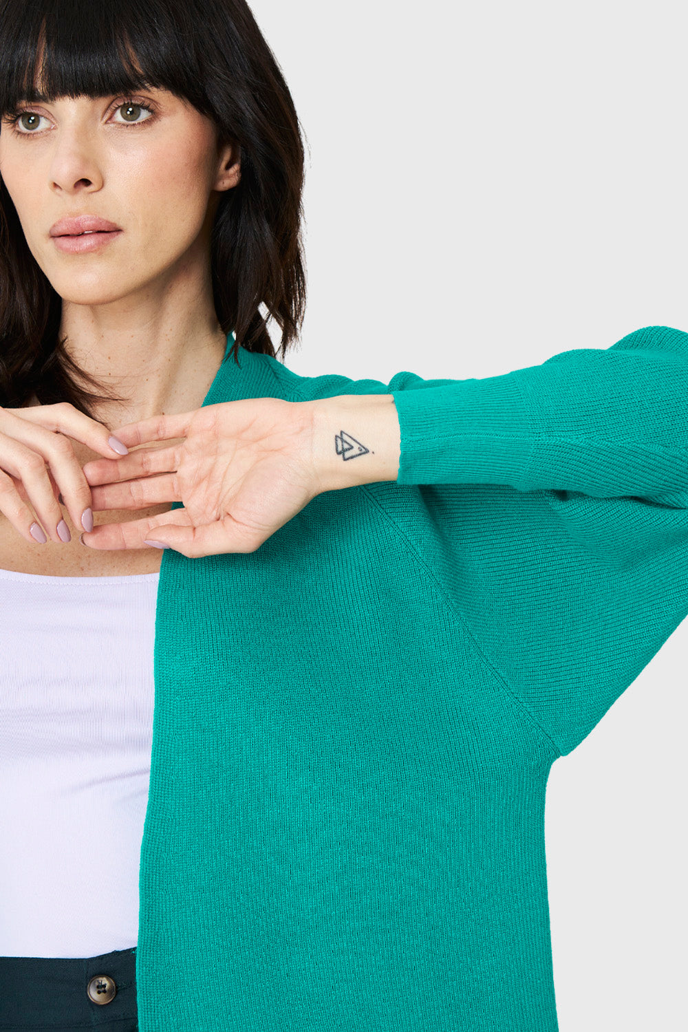 Cárdigan Manga Kimono Verde Esmeralda