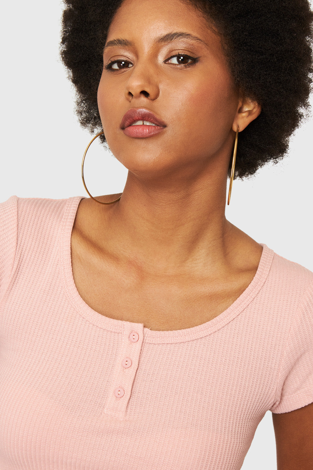 Crop Top Básico Botones Rosado