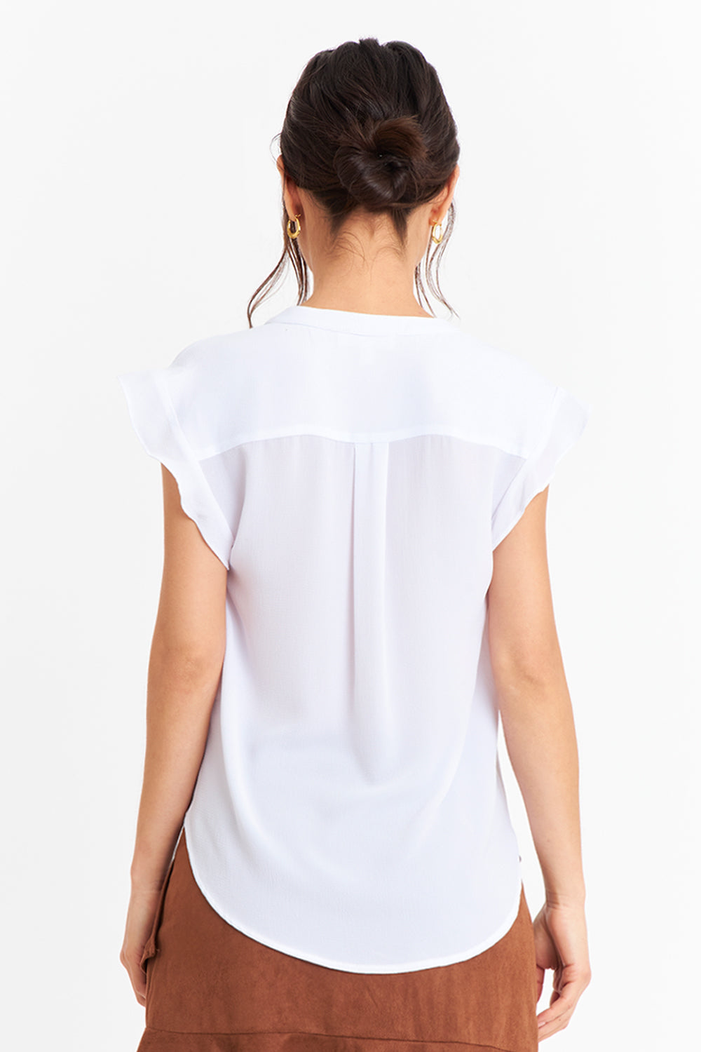 Blusa Cuello Mao Botones Blanco