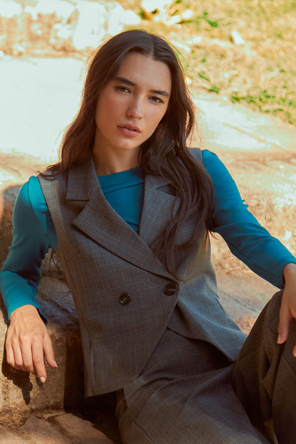 Blazer Cruzado sin Mangas Gris