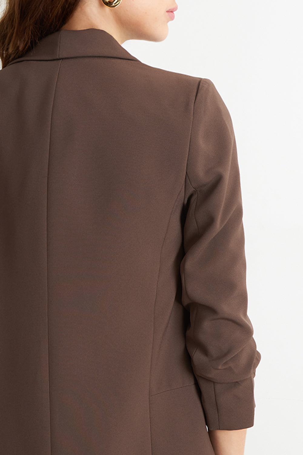 Blazer Manga 3/4 Ajustado con Solapas Mocca