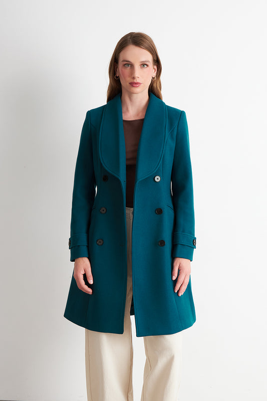 Abrigo Solapa Redonda Verde Petróleo