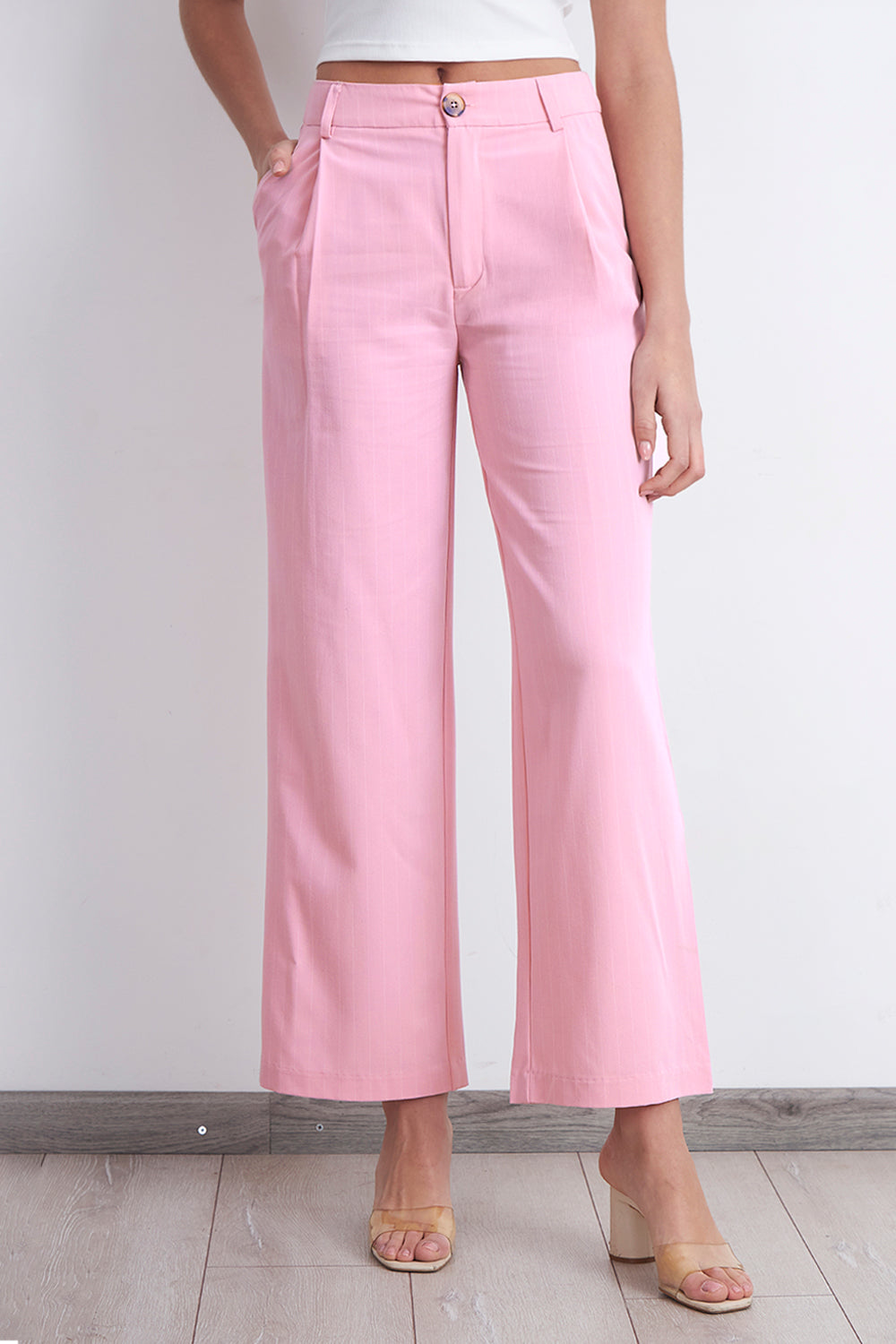 Pantalón de Pierna Recta Raya Diplomática Rosado