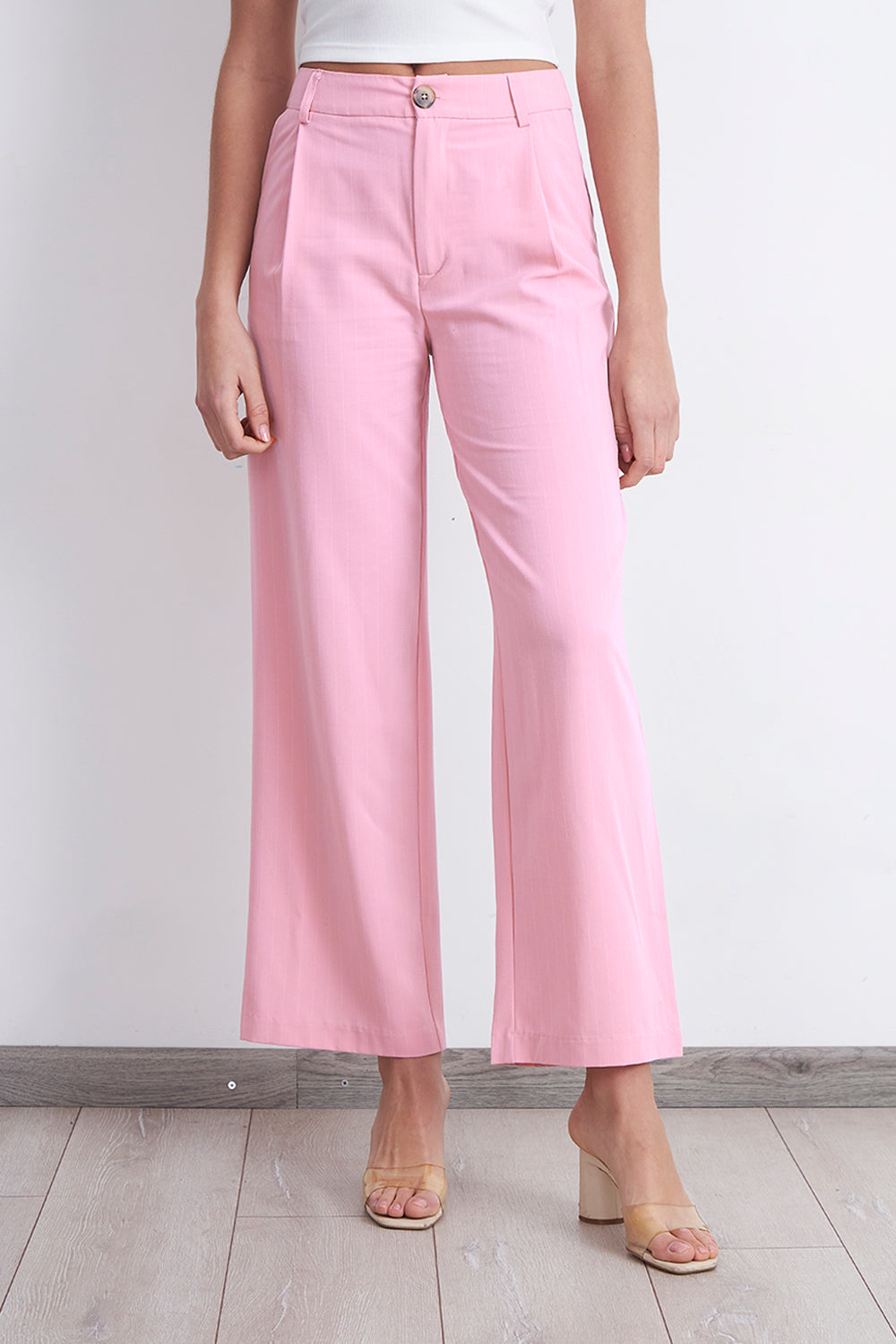 Pantalón de Pierna Recta Raya Diplomática Rosado