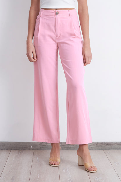 Pantalón de Pierna Recta Raya Diplomática Rosado